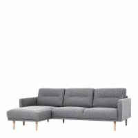 Modern Light Grey Fabric Left Hand Corner Sofa Chaise on Oak Legs