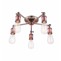 Modern Style 5 Pendant Ceiling Light Bulbs With Aged Copper Frame 13 x 40.5cm