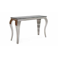 Fabien Modern Grey Hallway Console Table with Natural Marbled Glass and Steel Base 125cm