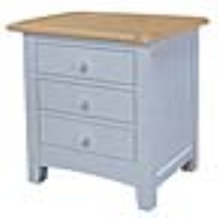 Newman 3 Drawer Grey Painted Wooden Bedside Cabinet Table Nightstand Oak Top