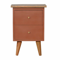 Modern Style Solid Mango Wood Rust Hand Painted 2 Drawer Bedside Table 50x35cm