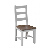 Hampton Off White Kitchen Dining Room Chair Brown Wooden Seat Ladder Back