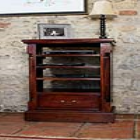 Entertainment Hi Fi Media Unit Dark Wood Mahogany Open Shelf Cabinet 1 Drawer