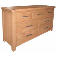 Hampshire Natural Lacquered Solid Oak Dressing 3 Over 4 Drawer Chest 82x130x42cm