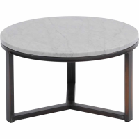 Pale Grey Carrara Marble and Bronze Small Round Coffee Table 60cm Diameter
