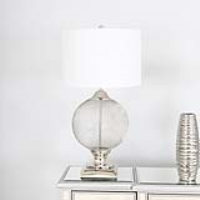 78cm Wire Mesh Table Lamp With White Linen Shade