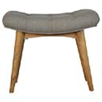 Modern Style Solid Mango Wood Grey Cotton Velvet Upholstered Bench 50x60cm