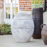 Oversized Floor Standing Pot Vase Distressed Grey Stoneware