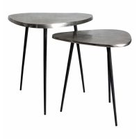 Modern Small Silver Curved Top Living Room Side Table With Metal Legs 46 x 45cm