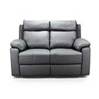 Modern Putty Grey Leather Fixed 3 Seater Sofa with Arm Pads 194cm Wide