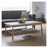Nordic Style Light Oak Rectangular Coffee Table with Lower Shelf 120 x 65cm