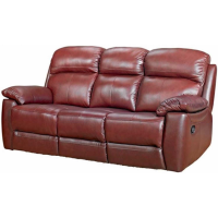 Aston Modern Style Chestnut Leather Upholstered 3 Seater Fixed Sofa 100x197cm