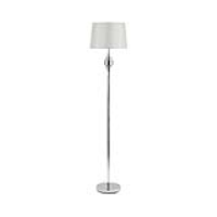 167cm Metal Chrome Base With Fabric Drum Shaped Gray Shade Floor Lamp