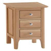 Natural Oak Finish 3 Drawers With Silver Knobs Bedroom Small Bedside Unit 55x38cm