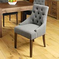 Pack Of Two Walnut Accent Slate Fabric Upholstered Kitchen Dining Room Chair