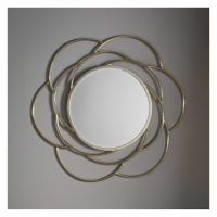 Modern Metal Gold Finish Petal Design Round Bloomsbury Wall Mirror 91cm Diameter