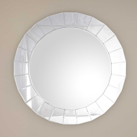 Venetian Modern Round Mirror With Square Shaped Mirrored Bezels 90cm Diameter