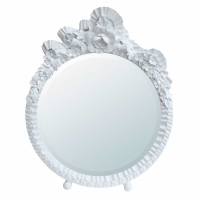 Barbola Floral White Clay Paint Round Decorative Table Or Wall Mirror