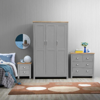 3 Piece Bedroom Set (3 Door Wardrobe, 2+2 Chest, 2 Drawer Bedside)