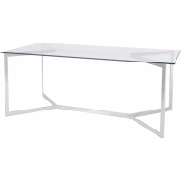 Large Modern Linton Stainless Steel And Glass Kitchen Fixed Dining Room Table 190cm