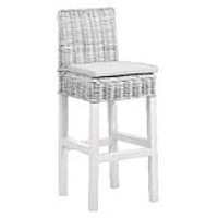 Modern Style White Wash Kitchen Dining Room Bar Stool With Cushion 115x45cm