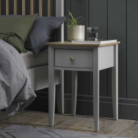 Modern Nightstand Bedside Lamp Table Grey Painted Oak Top 1 Drawer