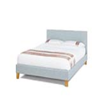 Sophia 5ft 150cm King Size Ice Fabric Upholstered Bed Frame Slatted Base Oak Legs