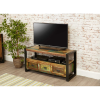 Rustic Recycled Painted Reclaimed Wood Widescreen TV Media Cabinet Unit