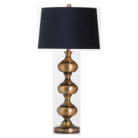 Retro Style Bronze Painted Table Lamp With Round Black Velvet Shade 92x43cm