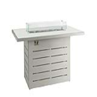 Grey Outdoor Kitchen Bar Table Plain Glass And Patterned Top With Firepit