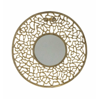 Small Gold Metal Round Verdant Wall Mirror 52cm Diameter
