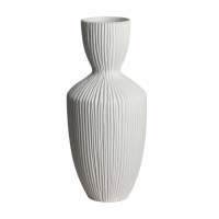Modern Style Cream Hirano Fluted Ceramic Grooved Textured Plant Vase 36 x 15.5cm