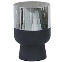 Value 24cm Black And Chrome Glass Hurricane Vase