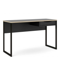 Function Plus Desk 1 Drawer Wide in Black with Oak Trim