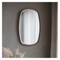 Medium Scandi Thin Walnut Wooden Framed Oval Wall Mirror 55x90cm