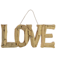 Driftwood Love Wall Plaque Natural Wood Seaside Beach Style Design