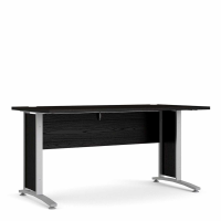 Prima Desk 150 cm in Black woodgrain With Silver grey steel legs
