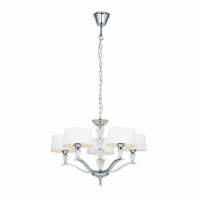 Modern Style Crystal Detailing 5 Pendant Light With White Fabric Shades 168 x 65cm