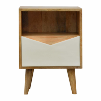 Envelope Style White Painted Drawer Front Bedside Table With Open Slot
