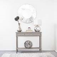 Taupe Medium 3 Drawer Console Table With Reeded Style Legs