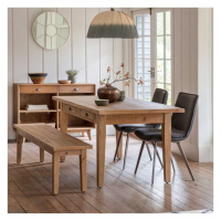 Modern Rectangular 2 Drawer Recycled Pine 8 Seater Dining Table in Natural 76x180cm