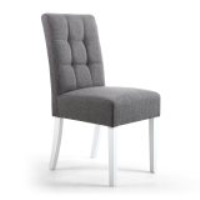 Modern Steel Grey Linen Effect Fabric Upholstered Waffle Back Dining Chair 92 x 45cm