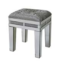 Modern Crystal Glass Mirrored Dressing Table Stool With Padded Seat 46x45x43cm