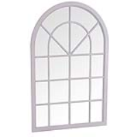 Modern Grey Painted Multi Window Outdoor Small Arched Top Wall Mirror 135 x 90cm