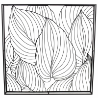 Modern Style Plain Black Leaves Square Abstract Metal Wall Plaque Art 74 x 6cm