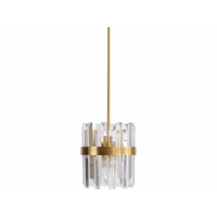 Art Deco Gold Brass Crystal Glass Bars Pendant Ceiling Light on Metal Rod