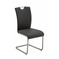 Lazzaro Modern Grey PU Leather Kitchen Dining Chair on Metal Legs