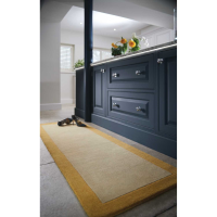 Origins Borders Handloom Woven Pure Wool Rug in Ochre and Grey 160x230cm