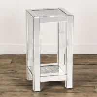 Mirrored Venetian Crushed Diamond Occasional Lamp Side Table and Shelf