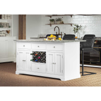 White Kitchen Island With Grey Granite Worktop